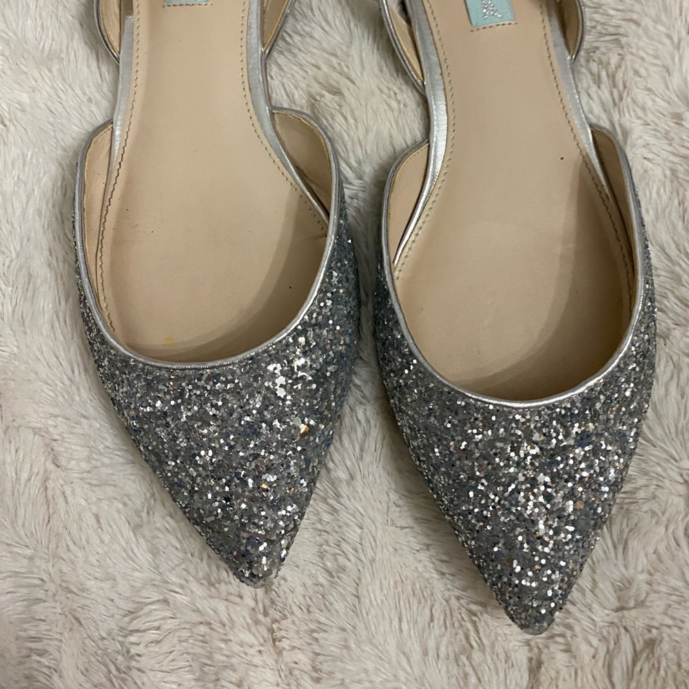 Betsy Johnson Silver Sparkle Flats